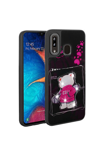 Subutu غطاء سيليكون SBT Amas لهاتف Galaxy A20 مع تصميم منقوش ولامع - أسود