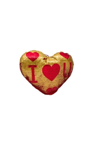 OEM Heart Pillow with Sequins, Red and Yellow, 50 x 40 cm - Concept E Efrall