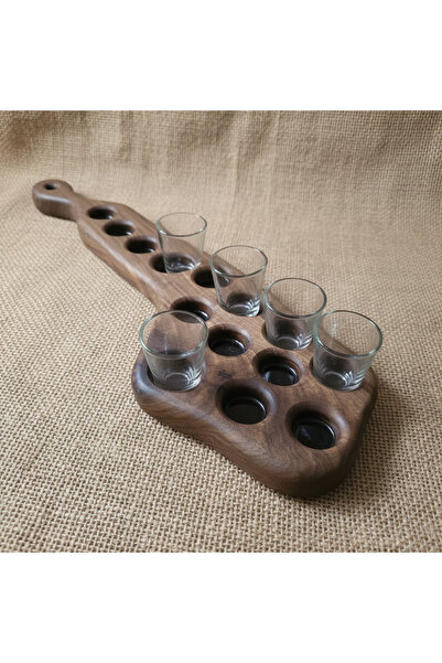 NO BRAND Walnut wood shot tray, handmade, premium quality – 53×18×3 cm