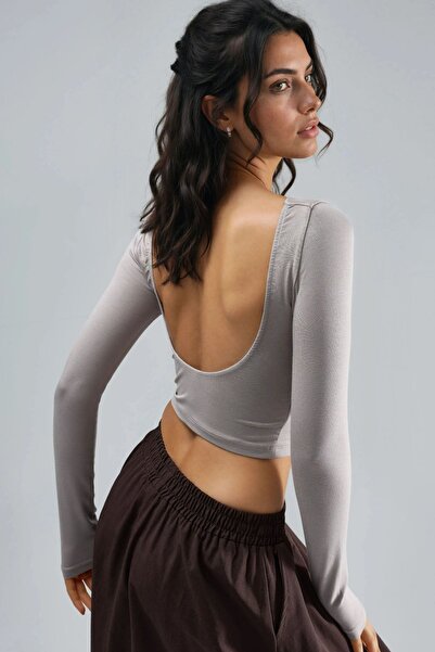 Hiccup Busem Backless Slim Fit Short Blouse