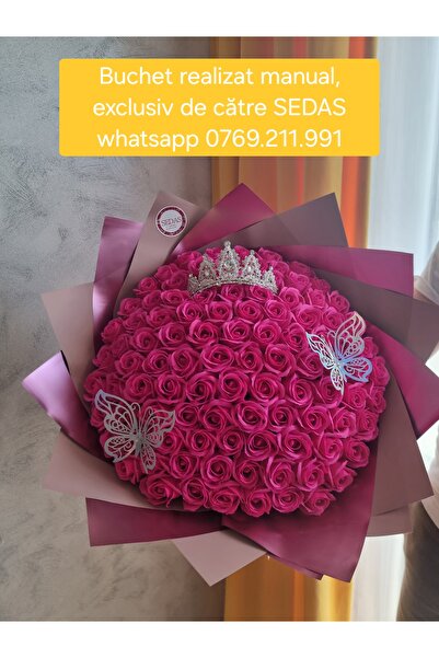 Store.sedas Buchet 101 trandafiri de sapun roz fucsia cu accesorii, realizat ...