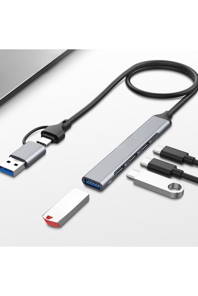 PASACO Usb-C and Usb-A Compatible 4-Port Hub Multiplexer - 1X USB 3.0 and 3X Type-C Converter