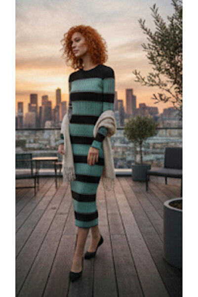 shop Striped Ribbed Stylish Dress
