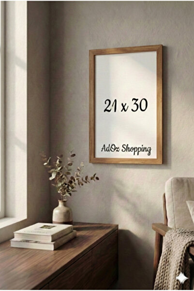 Otay Ev Dekorasyon Modern Ahşap Rengi Çerçeve - Pleksi Korumalı Kompozit Post...