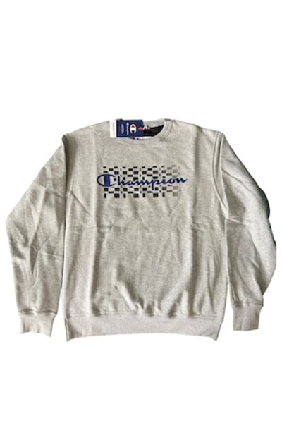 Champion Men's Sweatshirt, Cotton, Printed Logo Gray M INTL
