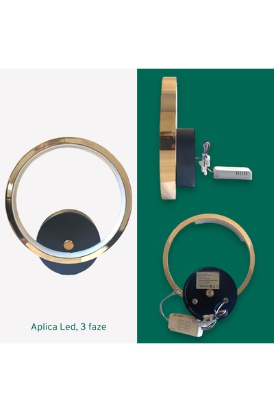 OEM Wall lamp, with LED bulb, 3-phase, gold color