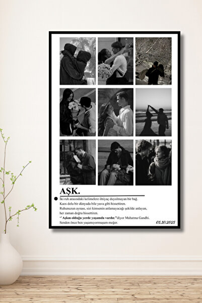 ERUMAR HOME Kişiye Özel 9 Veya Daha Az Fotoğraflı Dekoratif Duvar Tablo Sevgi...