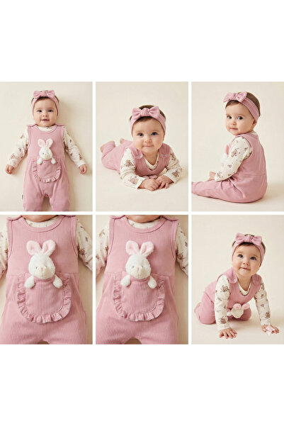 MYZİ STORE 100% Cotton Baby Girl Salopet Jumpsuit Set of 2 – Long Sleeve Body...