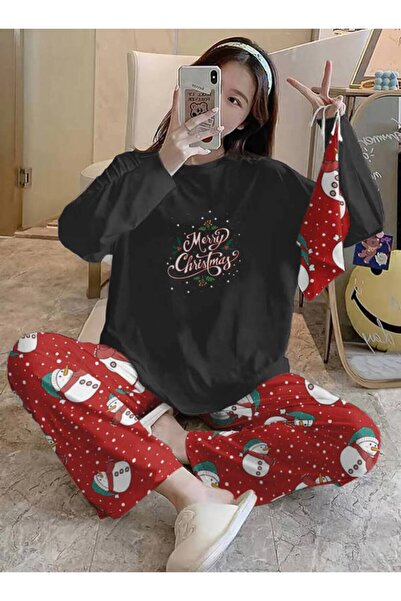 Silona Homewear Bahd Merry Black Supersoft set ženske pidžame