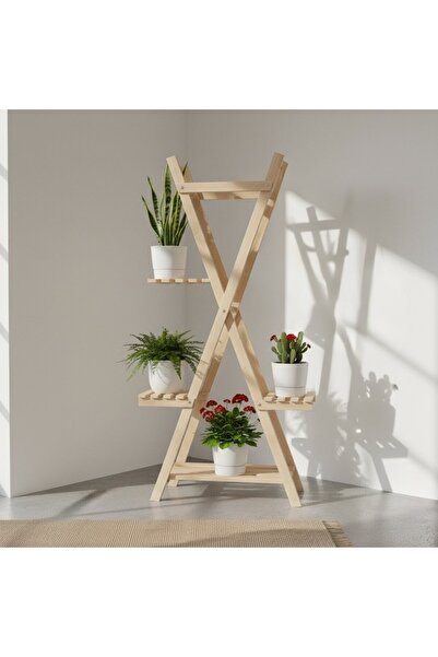 Ev dekka Dekoratif 4 Bölmeli Çok Amaçlı çiçeklik Kitaplık Raf 120x60 cm