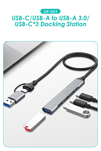 PASACO Usb-C and Usb-A Compatible 4-Port Hub Multiplexer - 1X USB 3.0 and 3X ...