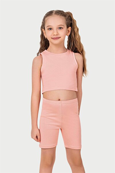OBJE Girl's Powder Cotton Halter Neck Crop Top