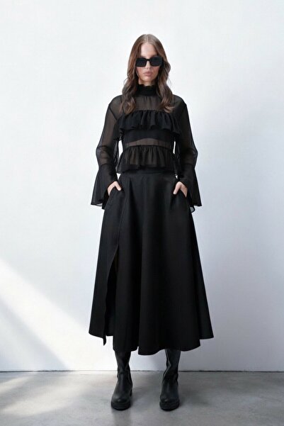 VAGGON Ruffle Chiffon Blouse