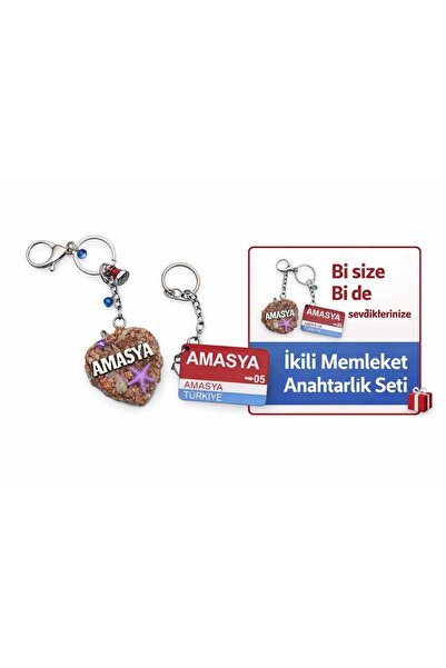 Home مجموعة سلسلة مفاتيح مكونة من قطعتين مصنوعة يدويًا بتصميم مدينة أمستايا