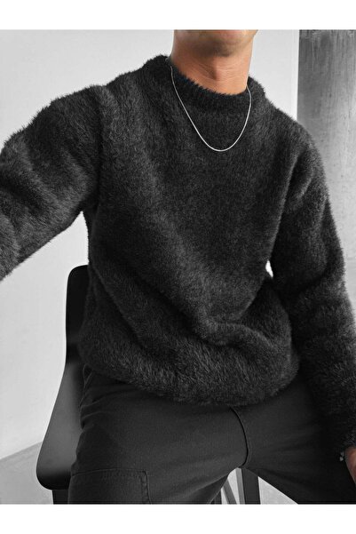 elkumoda Premium Soft Textured Plush Men's Sweater - Oversized Fit Winter Cre...