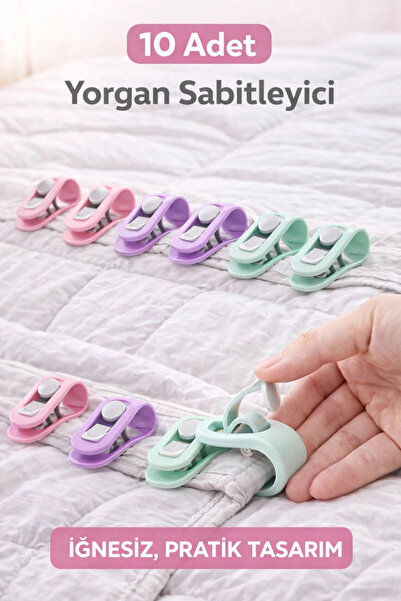Tilbe Home 10 Adet Yorgan Nevresim Sabitleme Çarşaf Perde Tül Sabitleyici Tut...