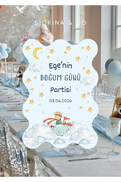 Siorina Co & Event -8 Adet Küçük Prens Konseptli Doğum Günü Davetiye Kartı Bi...