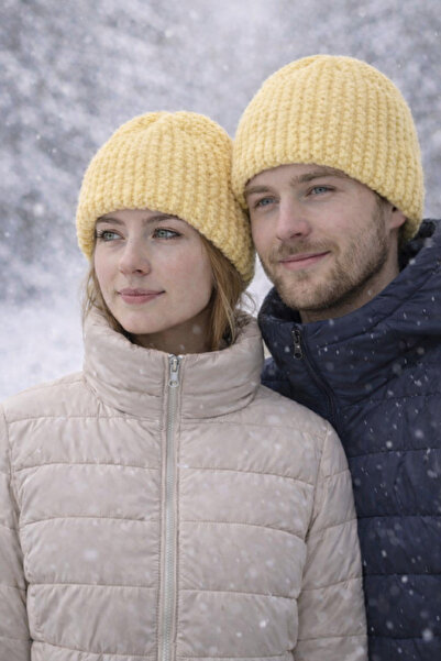 MAVECCHI Sevgililer Günü Özel | El Örmesi Çift Bere Seti – Unisex, Sıcacık Kı...