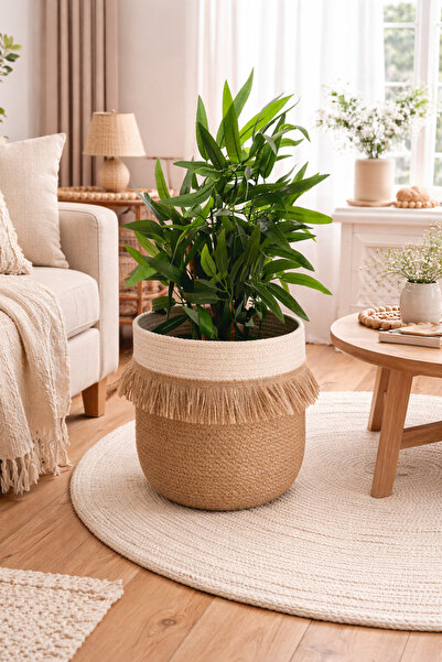 Bohemahomedecor Hasır jüt sepet saksı