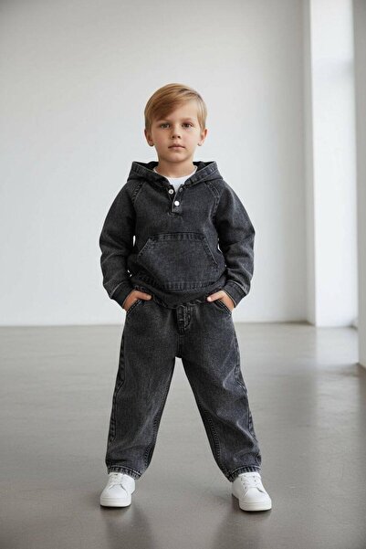 Butik ERKEK ÇOCUK KAPÜŞON DETAYLI KOT 2'Lİ TAKIM