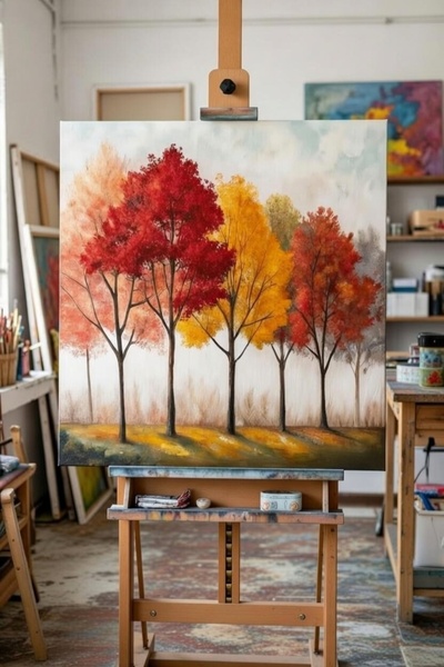 Nurşahın Resimleri El Yapımı Sonbahar Ağaç Kanvas Tablo