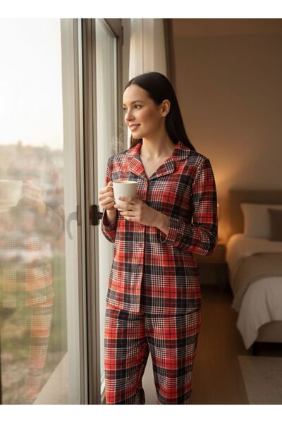 Önden Düğmeli %100 PAMUK Kadın Pijama Takımı | Kaliteli-Hediyelik-Çeyizlik-Cepli-Pamuk