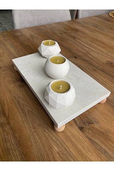 Nexa Doğaltaş Ayaklı Mermer Sunumluk ve Yağdanlık Altlığı – 25x15 cm Dikdörtg...