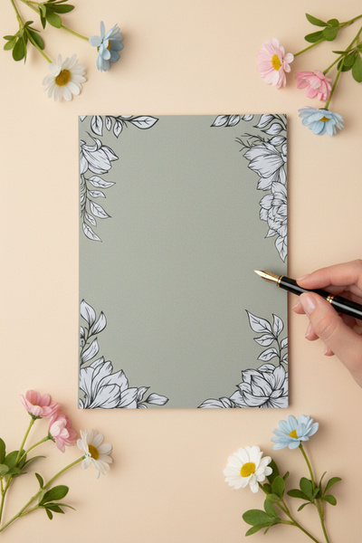 Renkli Zeka A5 Floral Patterned Notepad – 110 Gr Thick Paper Notepad 50 Sheets Notepad