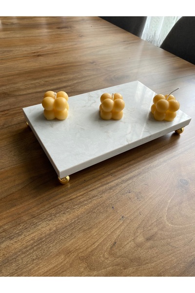 Nexa Doğaltaş Ayaklı Mermer Sunumluk ve Yağdanlık Altlığı – 25x15 cm Dikdörtg...