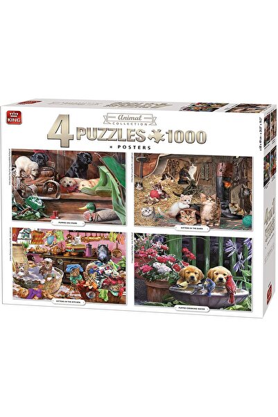 King - Puzzle 4x1000 Colectia de animale - 1 000 piese