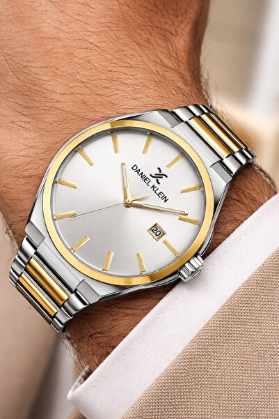 Daniel Klein Steel Cord&Case Calendar Men's Wristwatch Bracelet Gift Gold-Sil...