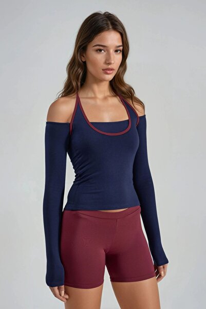 Hiccup BUSEM Контрастна блуза с детайли от трико