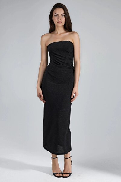 Hiccup Busem Shiny Slit Detailed Maxi Dress