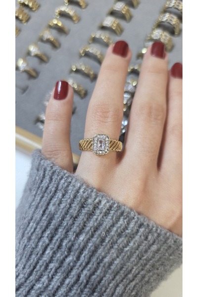 ARTEMİSİA Premium Design Sparkling Women's Double Color Ring Adjustable Witho...