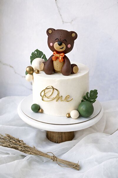 Jeton Pasta Ayıcık şeker hamuru doğum günü pasta süsü yenilebilir