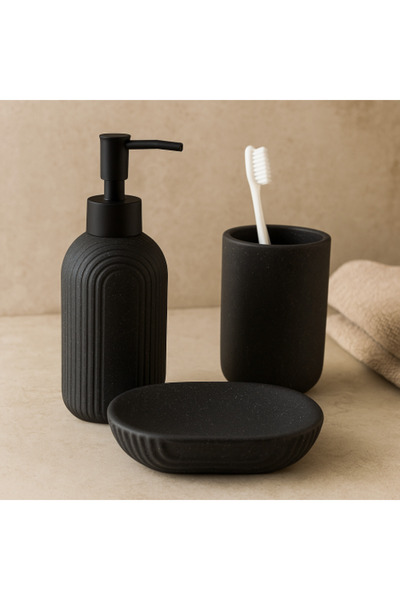 Generic Black Ceramic Bathroom Accessories Set 3 Pieces