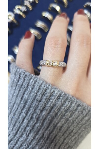 ARTEMİSİA Premium Design Sparkling Women's Double Color Ring Adjustable Witho...