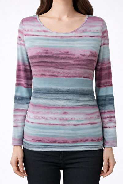 Neden Tekstil Batik Striped Long Sleeve Blouse