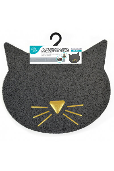 PisiMall Anti-slip mat with whiskers, Leopet, gray, 37x43cm