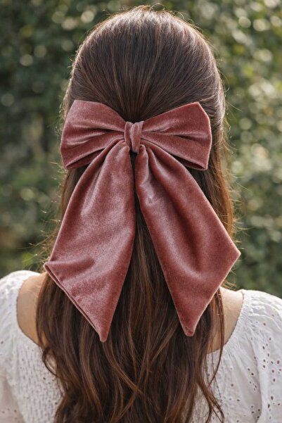 MAKSESUAR Ženska ružičasta Somot mašna kopča