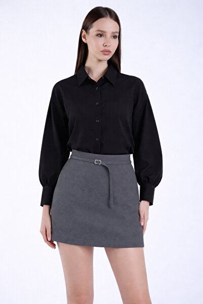 VAGGON Mini Skirt with Self-Thin Belt Detail