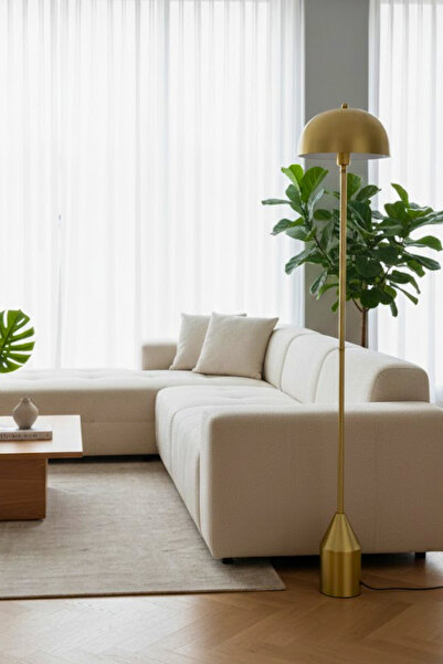 Luzarana Toms Sarı Lambader Modern Dekoratif Metal Tasarım Şık Yerden Aydınla...