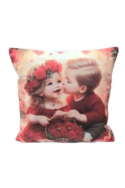 MASHASHOP Pernă personalizată, model Love, roșie/multicoloră, 40 cm x 40 cm