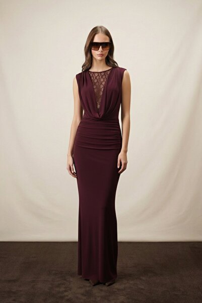 VAGGON Φόρεμα με λαιμόκοψη Degaje, από τούλι, με ανοιχτή πλάτη και ντεκολτέ α...