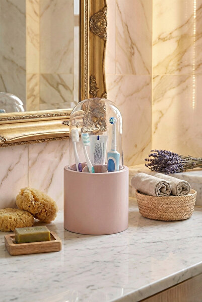 Poomy 7 Bölmeli Mika Kapaklı Toz Geçirmez Diş Fırçalık ve Macun Organizeri Ba...