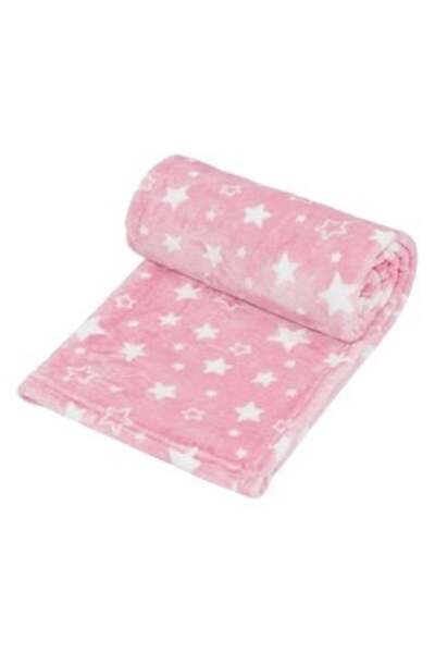 OEM Baby Blanket Velvet Pink White Stars 140 x 100 cm