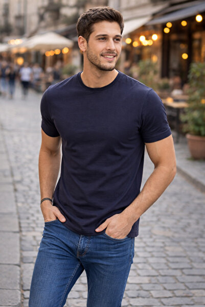 FUDS UNİON 👕   Navy Blue Crew Neck Basic T-Shirt