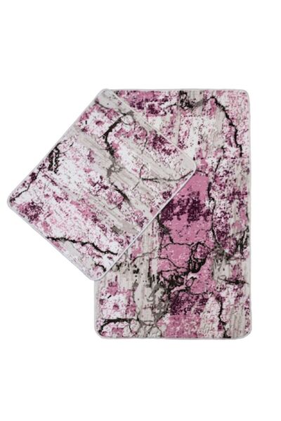 OEM Set of 2 Bath Mats, Non-Slip, Dafin, 60/100 cm, 45/60 cm, Pink