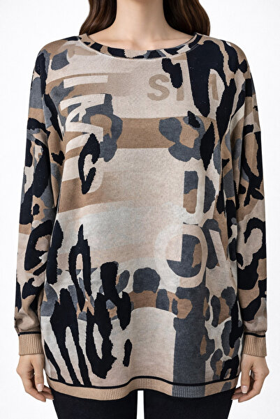 Neden Tekstil Letter and Pattern Printed XXL Knitwear Tunic