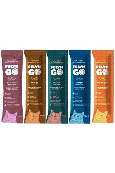 Felyn Go مكافآت فلاين جو الطرية للقطط - 5 أكياس بنكهات متنوعة